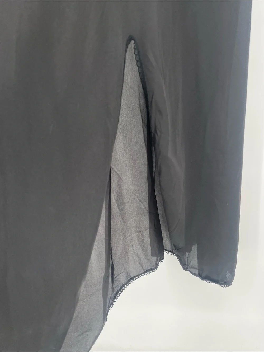 Vintage Black & Red Long Nylon Slip Nightgown Lace & Satin Ribbon Accents - Picture 5 of 13